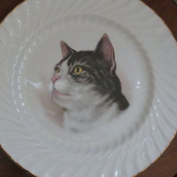 Royal Staffordshire Bone China CAT Plate Gold Rim Vintage (F69) - Picture 2 of 6